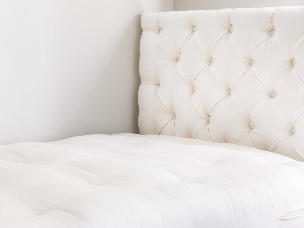 Moss Envy Mary Jane Tufted Platform Bed Frame with Headboard Moss Envy Natural Organic Bedroom